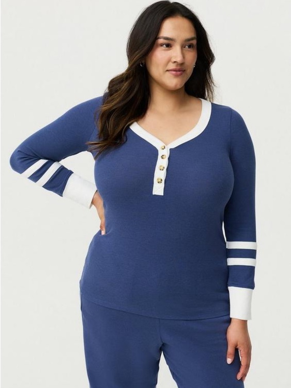 Torrid ribbed Henley long sleeved shirt size 1 (1x)